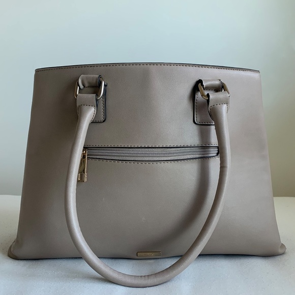 Aldo Taupe and Gold Hardware Large Tote Work Office Bag Purse (GUC) - Picture 3 of 16